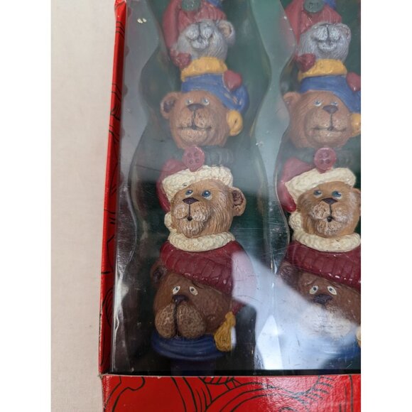 Kurt Adler Vintage Stacked Teddy Bears Christmas Taper Candles Box of 2 NIB - Picture 2 of 4